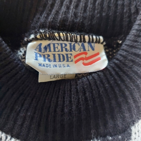 Vintage 90's American Pride Geometric Diamond Pattern Over-Size Crewneck USA - Picture 5 of 7